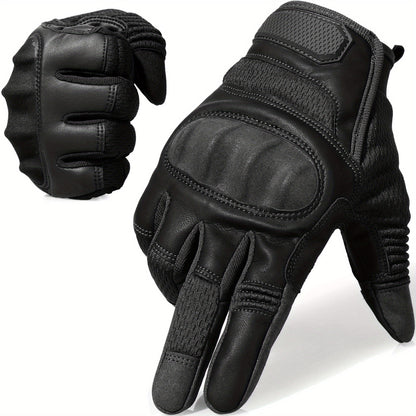 Touch Screen Full Finger Gloves for Men Women - Nylon Blend Textured Grip, Hook-and-Loop Closure, Washable, Available in Black Brown Green, Sizes S M XL