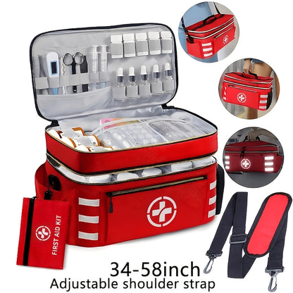 Medicine Storage Bag First Aid Kit Organizer - Household Medicine Organizing Box with Storage Rack Basket, Home & Travel Emergency Kit Bag, Perfect Holiday Gift