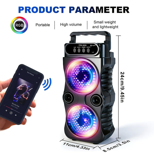Portable PA Bluetooth Party Speaker with RGB Lighting, Subwoofer & FM Radio – Supports BT, TWS, USB, TF & Mic Input for House Parties, Holiday Gatherings & Indoor Dancing, Standard & Upgraded Versions
