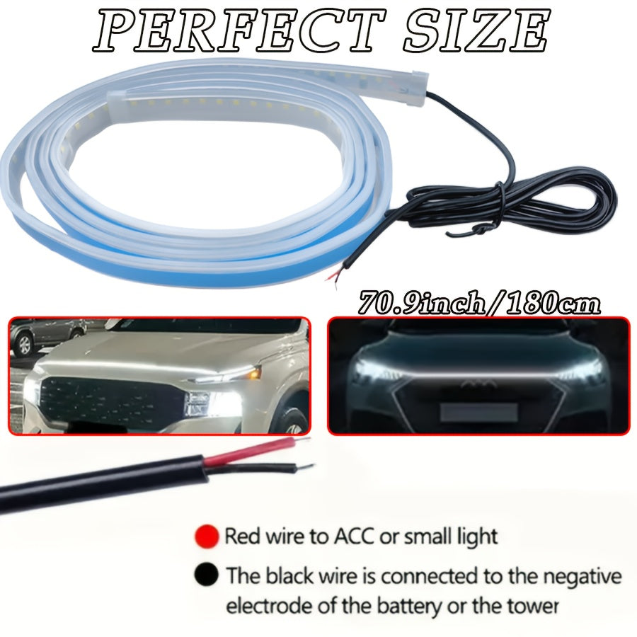 70 Inch LED Engine Bay Light Strip White High Brightness 2000-3000 Lumens Auto Welcome Mode Steering Effect 12V Hardwire for Cars SUVs - Under Hood Ambient Lighting