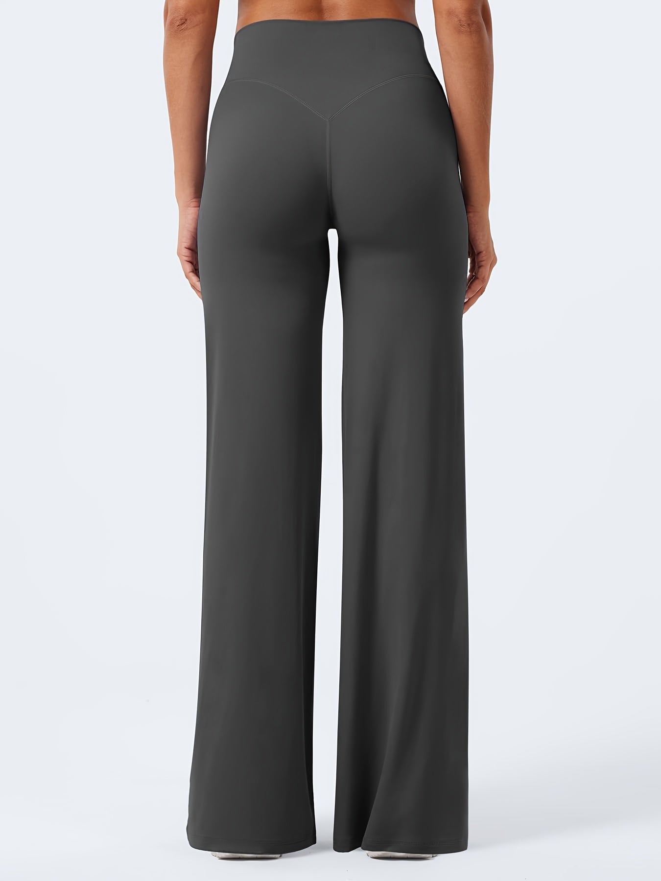 4-Piece Women's Yoga Outfit Set – High Waist Wide Leg Flare Pants, 90% Polyester Stretch Knit Fabric, Pilates & Fitness Activewear for Spring Summer Fall, Sizes S–XXL