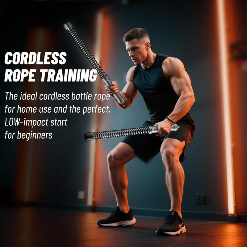 Cordless Battle Rope 2-Piece Set for Home Gym Arm Strength Aerobic Cardio Muscle Training Low-Impact Workout Fitness Equipment for Men and Women