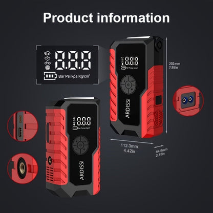 Portable Car Jump Starter 7-in-1 10000mAh 5000A Peak – 150PSI Digital Tire Inflator, LED Emergency Light & USB Charging for 12V Gas & Diesel Trucks SUVs Motorcycles – Holiday Gift for Men