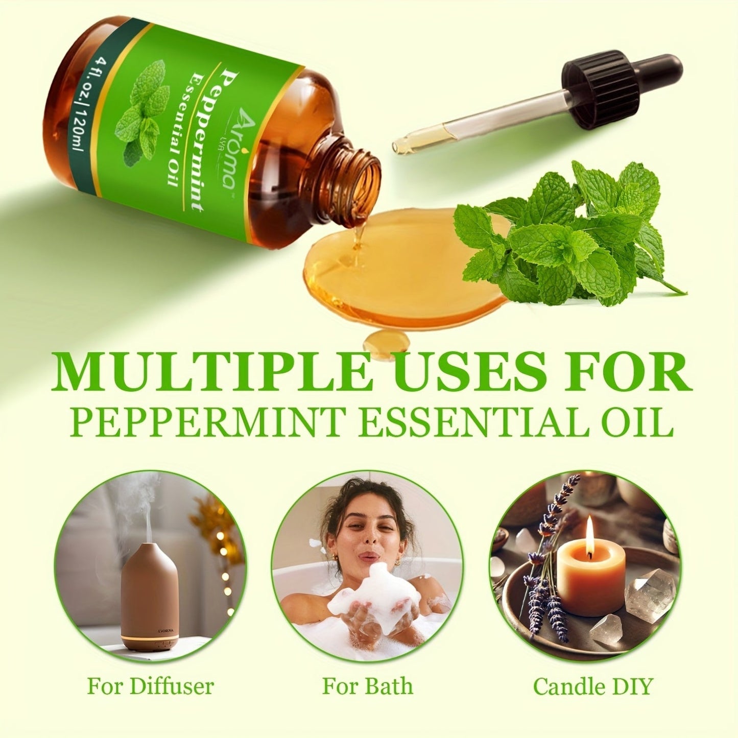 Pure Natural Essential Oils 4 FL OZ – Lavender Eucalyptus Frankincense Peppermint Lemon Sweet Orange for Diffuser Aromatherapy Soap Candle Body Oil