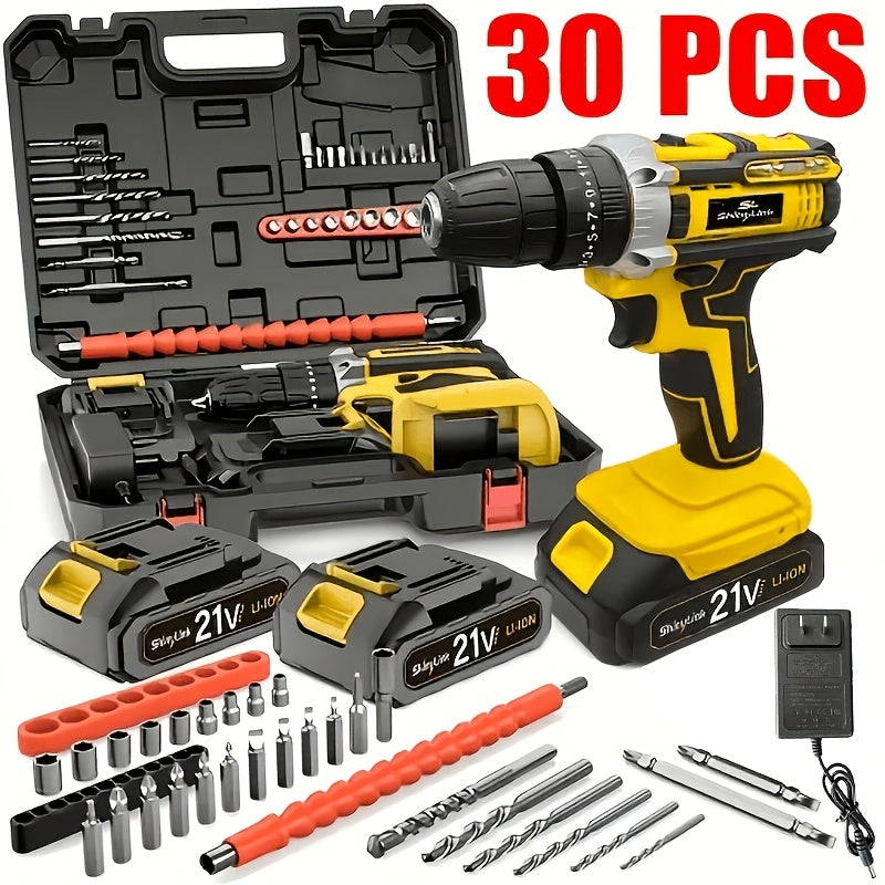 21V Cordless Drill Set 18-148 Piece | Rechargeable Electric Drill Driver with 2 Batteries, Screwdriver Bits, Hand Tools & Toolbox – Complete DIY Home Repair Kit, Gift for Men