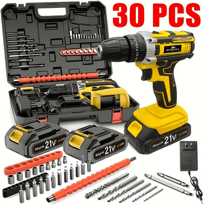 21V Cordless Drill Set 18-148 Piece | Rechargeable Electric Drill Driver with 2 Batteries, Screwdriver Bits, Hand Tools & Toolbox – Complete DIY Home Repair Kit, Gift for Men