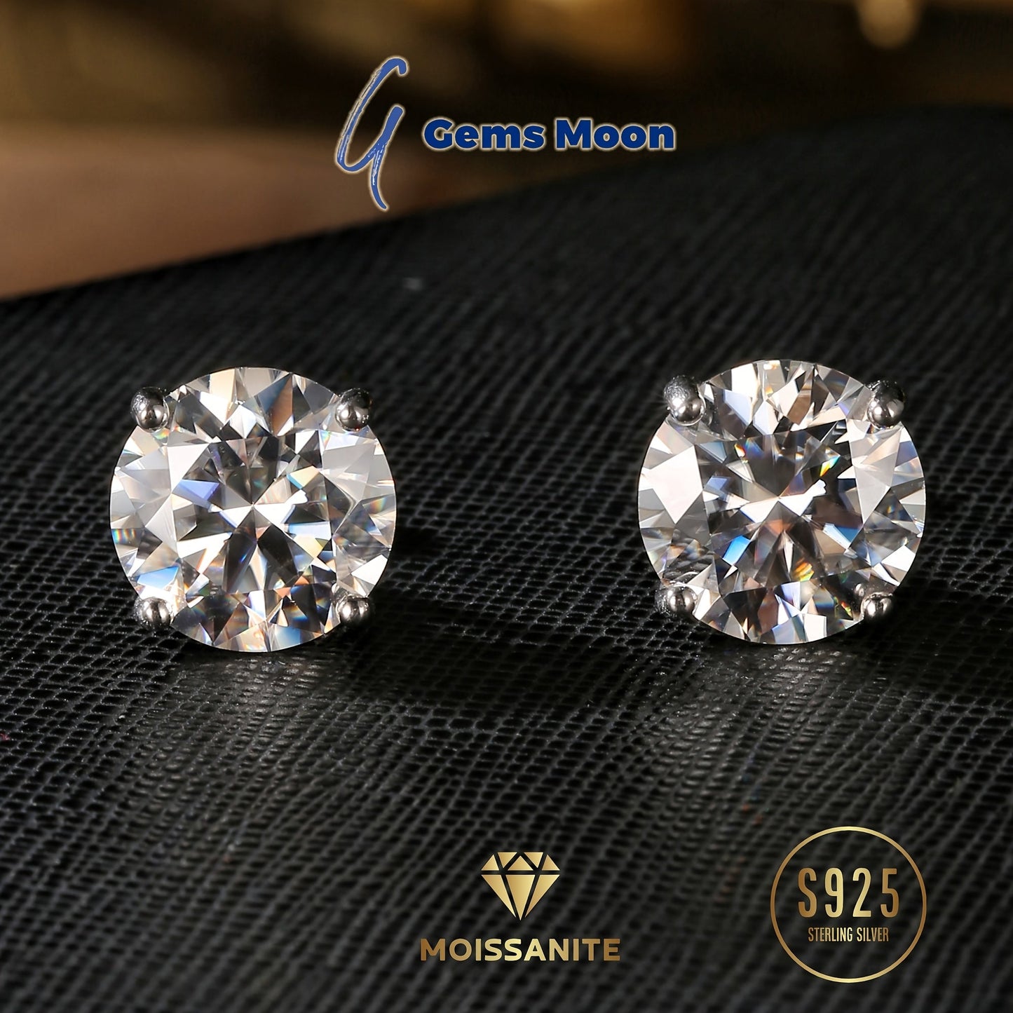 Moissanite Stud Earrings D Color VVS1 S925 Sterling Silver – Hand-Set, GRA Certified, 1CT-6CT, Velvet Pouch & Polishing Cloth Included, Jewelry Gift for Valentine’s Day, Birthday, Mother’s Day, Wedding