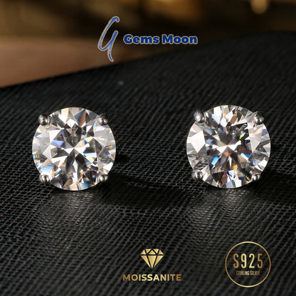 Moissanite Stud Earrings D Color VVS1 S925 Sterling Silver – Hand-Set, GRA Certified, 1CT-6CT, Velvet Pouch & Polishing Cloth Included, Jewelry Gift for Valentine’s Day, Birthday, Mother’s Day, Wedding