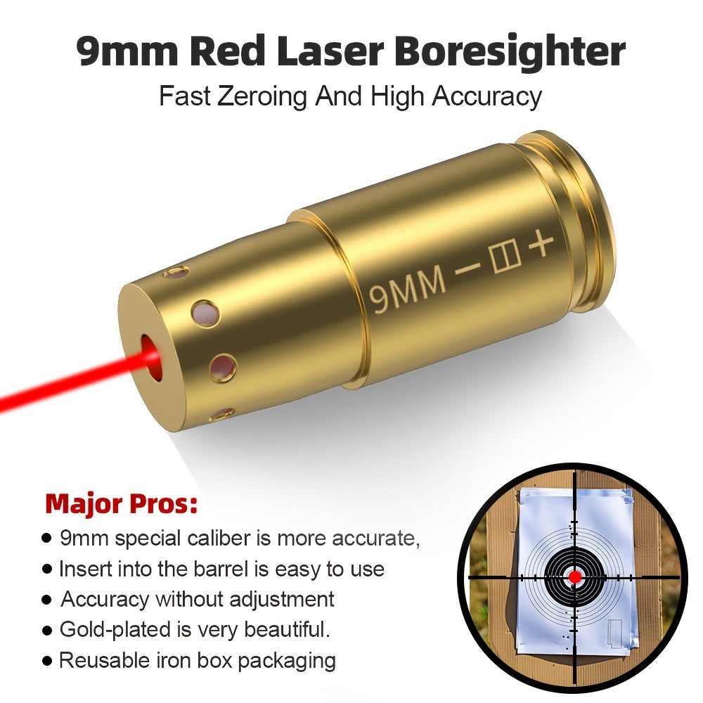 Laser Bore Sight Multi-Caliber Kit for 9mm 45ACP 223REM 308WIN 380ACP 38SPL 12GA – High-Precision Red Laser Boresighter for Rifles & Pistols, Easy Install, Includes 2 Battery Sets