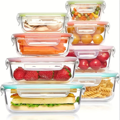 20-Piece Borosilicate Glass Food Storage Containers with Airtight Clip-Lock Lids – Microwave, Oven & Dishwasher Safe Meal Prep Containers for Salads, Fruits, Vegetables & Sandwiches – Includes Cleaning Brushes