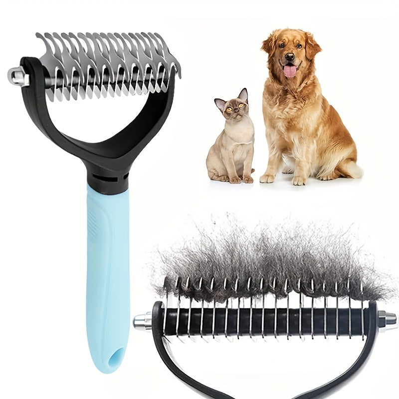 Pet Dematting Comb 2 Pack Double-Sided Undercoat Rake for Cats & Dogs – Stainless Steel Deshedding Brush Removes Mats Tangles Loose Fur Large & Small