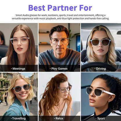 Smart Audio Glasses Bluetooth 6.0 – Auto-Dimming Photochromic Lenses, Anti Blue Light, Music & Phone Calls, Turns Into Sunglasses in Seconds, Multiple Frame Colors