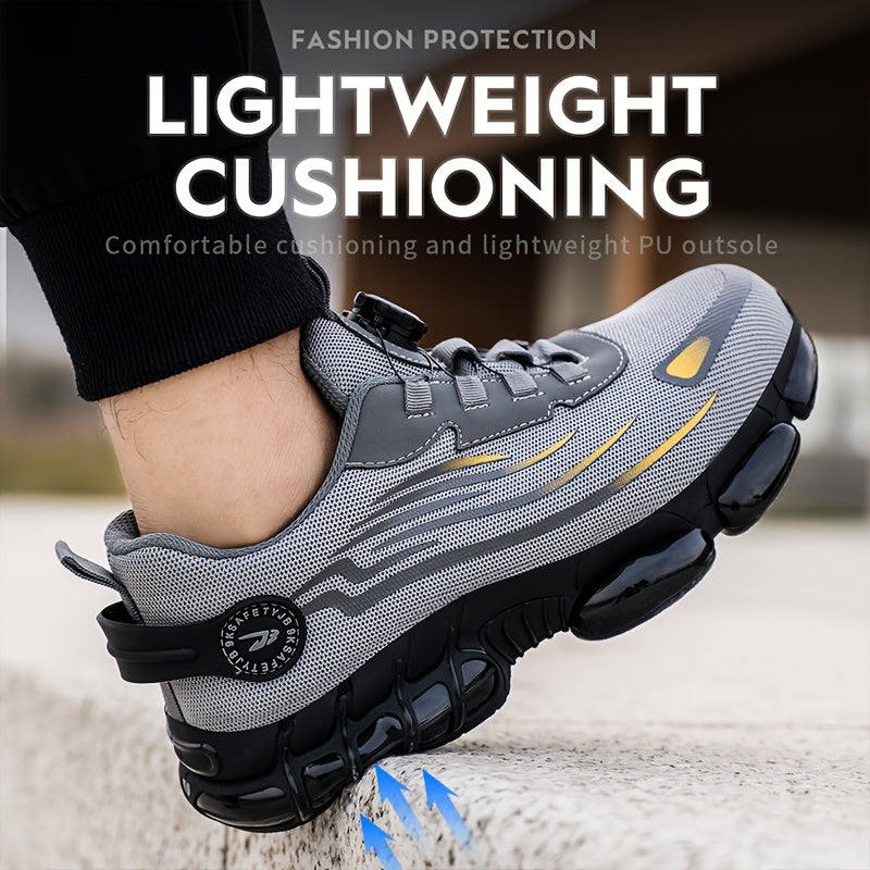 Steel Toe Work Shoes for Men Slip Resistant Safety Boots Breathable Composite Toe Sneakers Abrasion Resistant Construction Work Boots Black Dark Gray US 6-11
