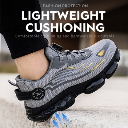 Steel Toe Work Shoes for Men Slip Resistant Safety Boots Breathable Composite Toe Sneakers Abrasion Resistant Construction Work Boots Black Dark Gray US 6-11