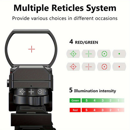 Red Green Dot Sight 1x22x33 with 20mm Picatinny Rail - 4 Reticles 5 Brightness Settings Wide Field of View Scope for Rifles Shotguns