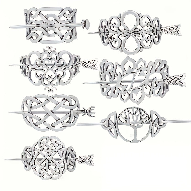 7PCS Viking Celtic Tree of Life Hair Clips Set – Vintage Norse Boho Slide Rail Hair Accessories for Women & Girls, Jewelry Gift