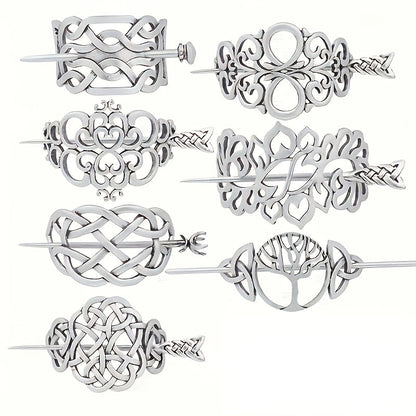 7PCS Viking Celtic Tree of Life Hair Clips Set – Vintage Norse Boho Slide Rail Hair Accessories for Women & Girls, Jewelry Gift