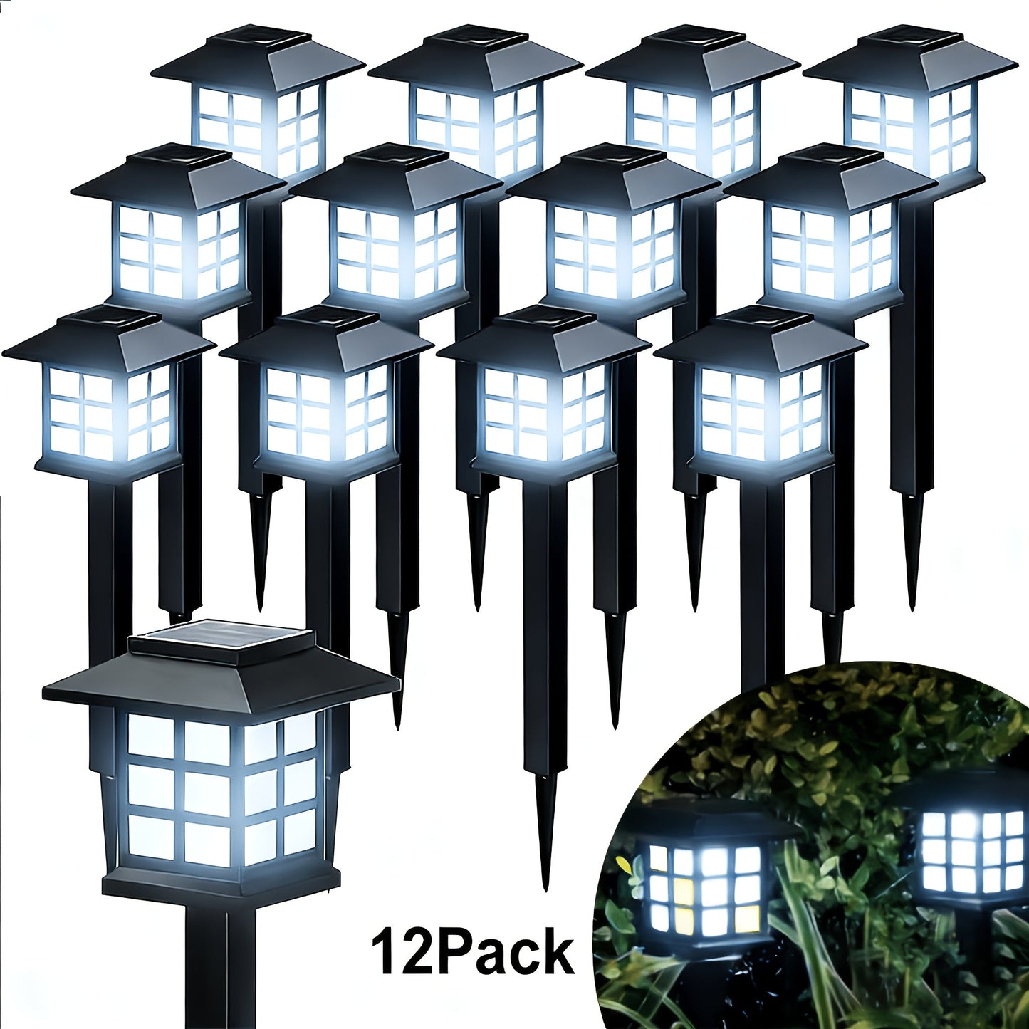 Solar Outdoor Lights LED Garden Path Lights IP44 Waterproof Landscape Lighting for Sidewalk Driveway Lawn Yard Courtyard – Warm White, Pack of 6, 12 or 24 – Christmas & Holiday Decor