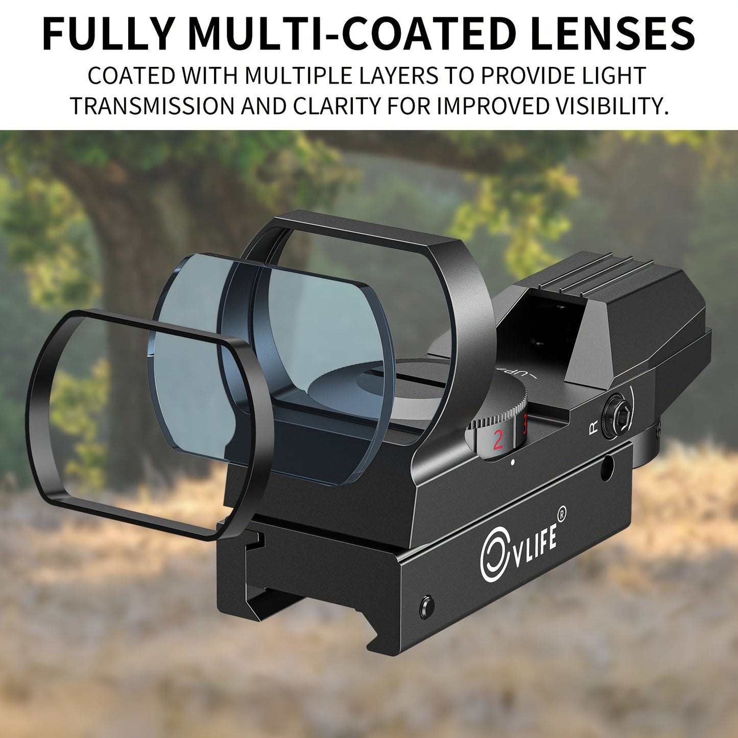 Red Green Dot Sight 1x22x33 with 20mm Picatinny Rail - 4 Reticles 5 Brightness Settings Wide Field of View Scope for Rifles Shotguns