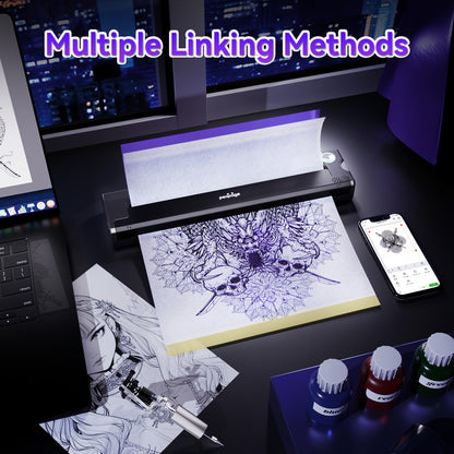 Peripage P90 Tattoo Stencil Printer – Portable Thermal Printer for Tattoo Transfer Paper, Compatible with iOS Android & PC, Mini Wireless Printer Includes 5pcs A4 Transfer Paper, Gift for Tattoo Artists