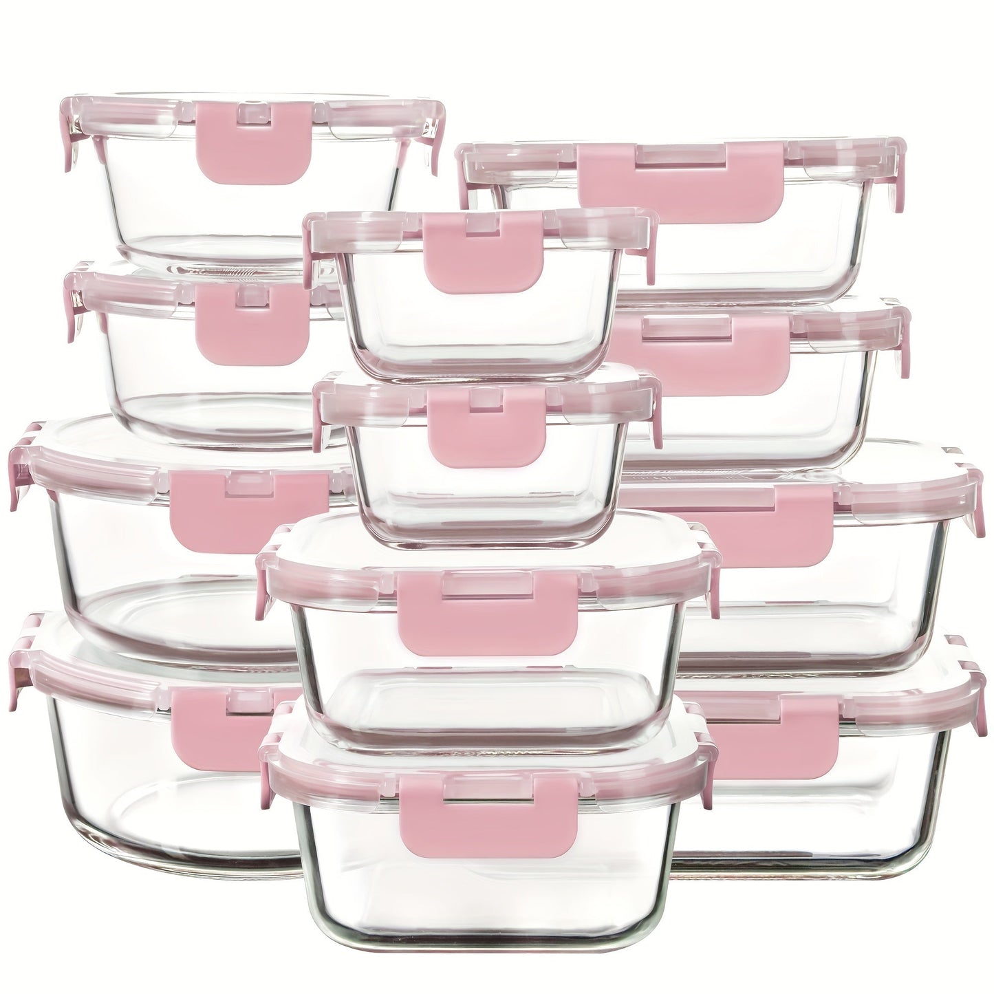 Borosilicate Glass Food Storage Containers 24-Pack (12 Bowls + 12 Airtight Lids) – Meal Prep Glass Bowls, Microwave & Dishwasher & Freezer Safe, BPA Free, Multi-Color Lids for Kitchen & Lunch