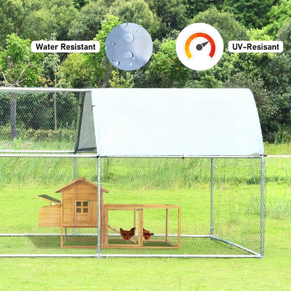 Large Walk-In Metal Chicken Coop Outdoor Hen House with Anti-UV Cover Aluminum Poultry Cage for Backyard Garden – Multiple Roof Styles