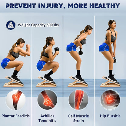 Adjustable Wooden Slant Board for Calf Stretching – Non-Slip Incline Wedge Stretcher for Squats Ankle Foot Mobility Heel Stretch Physical Therapy Balance