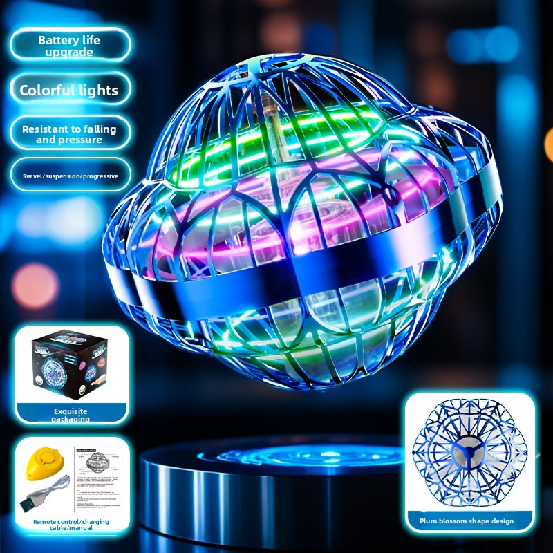 Smart Sensor UFO Hovering Flying Ball Toy Hexagonal Spinning Saucer Drone Autonomous Flight Hand Controlled Indoor Flying Robot Kids Adults Birthday Christmas Gift Blue Purple Red