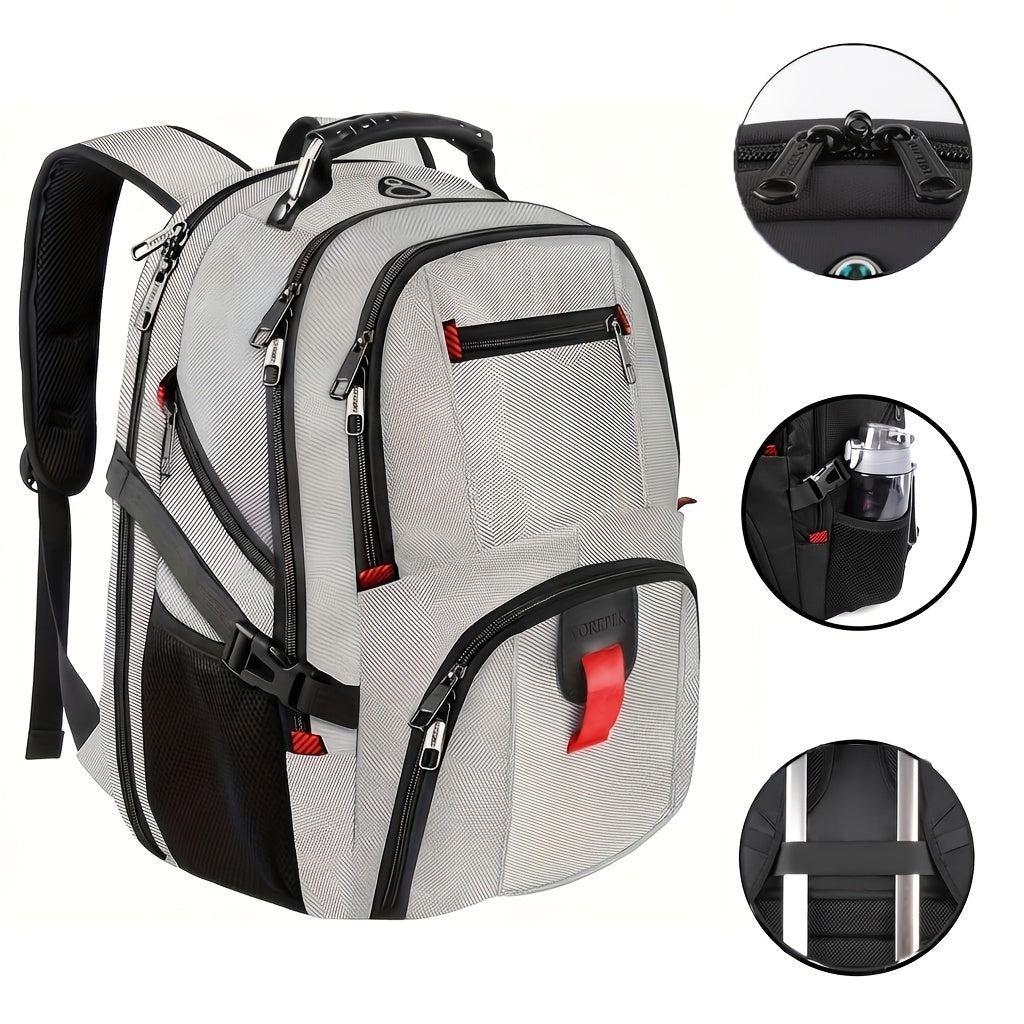 50L Travel Backpack Fits 17 Inch Laptop – Airline Approved, Waterproof, Extra Large College & Work Bag for Men & Women, 3-Compartment Business Backpack for School, Travel & Daily Commute – 8 Colors