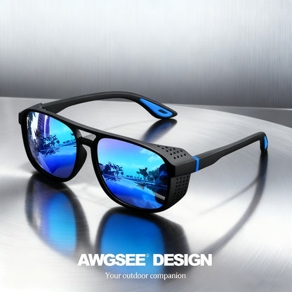 Polarized Steampunk Sports Sunglasses for Men & Women – UV400 HD Lens Cycling Running Fishing Driving Glasses, Durable Side Cutout Frame, Outdoor Athletic Eyewear