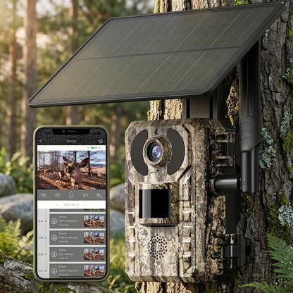 4G LTE Solar Trail Camera 4K – Cellular Game Camera with Built-In SIM Card, Phone App Live View, 0.2s Trigger, 82ft Night Vision, Solar Panel, Motion Activated for Hunting & Property Security