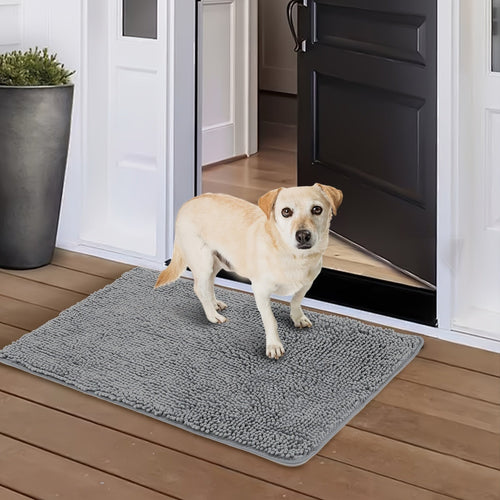 Dog Door Mat for Muddy Paws 2-Pack – Absorbent Non-Slip Washable Microfiber Mud Mat, Quick Dry Entry Indoor Floor Mat for Dogs, Machine Washable, Available in 24x17 & 32x20 inch, 3 Colors