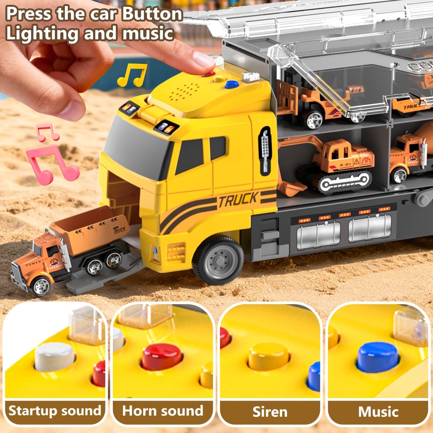 13-in-1 Construction Truck Toy Set with Die-Cast Cars, Play Mat & Transport Carrier – Kids Vehicle Playset for Ages 3+, Perfect Christmas & Birthday Gift