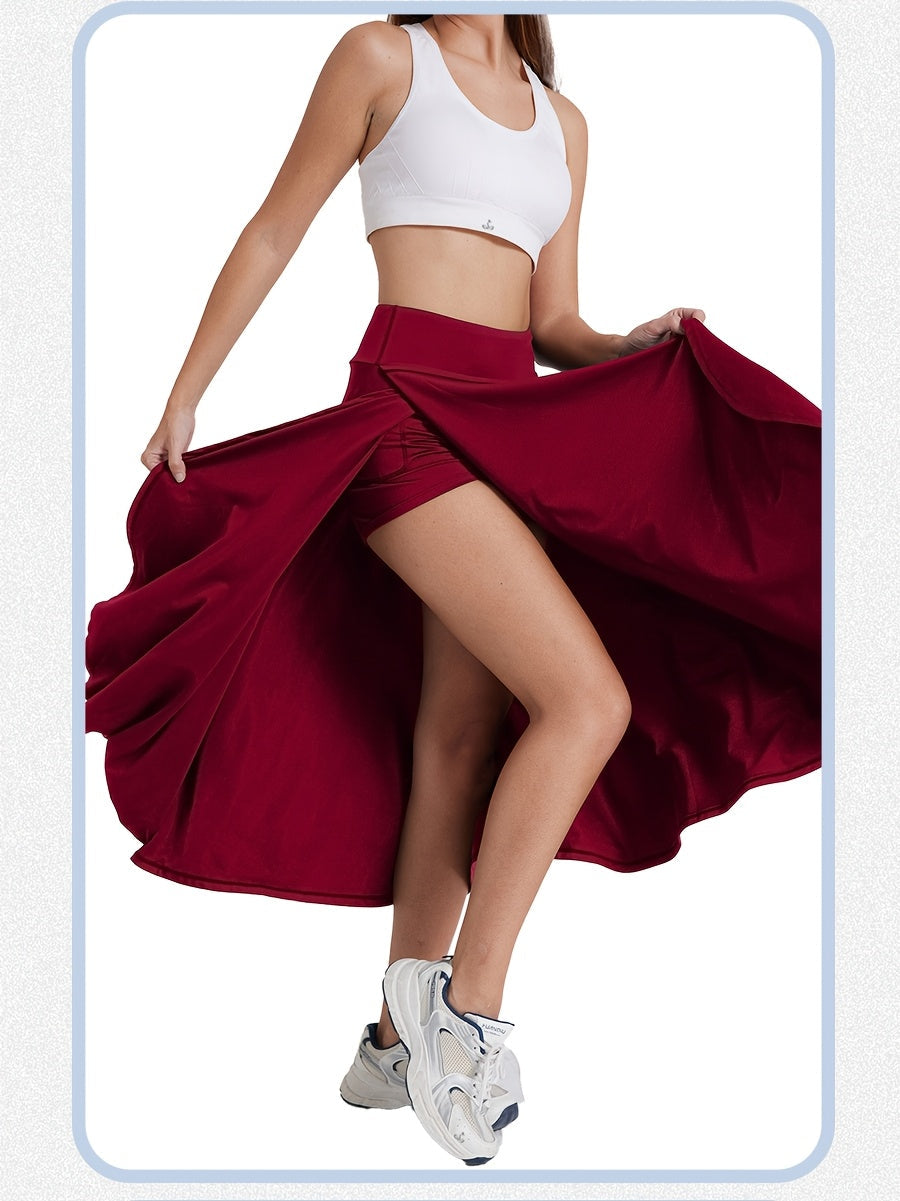 Women's 2-in-1 High Waist Skort with Inner Shorts & Pockets – Lightweight Stretchy Activewear Tennis Skirt for Sports Gym Workout Casual Wear, XS-XXL, Multiple Colors