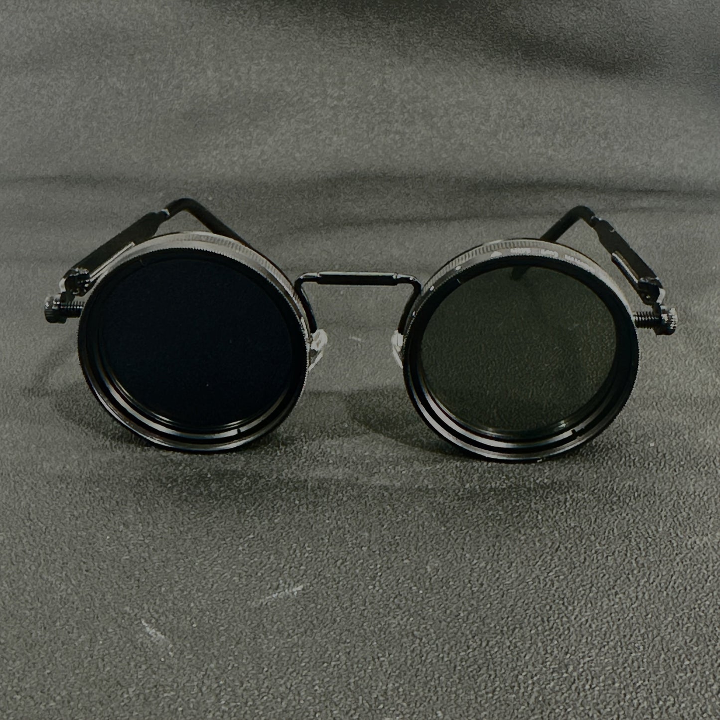 Men's Vintage Steampunk Spin Fashion Glasses – Adjustable Brightness, Alloy Frame, Black & Grey Gradient Interchangeable Lenses, Bohemian Party & Casual Eyewear Accessory