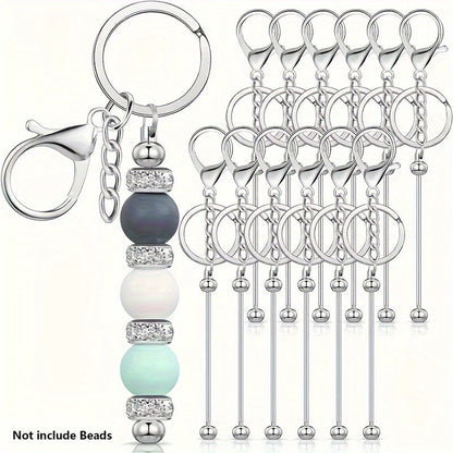 Stainless Steel Beadable Keychain Blanks DIY Kit – 12 & 24pcs Metal Keyring Pendants with Charms for Crafting, Christmas & Halloween Gifts, Gold, Silver & Rose Gold
