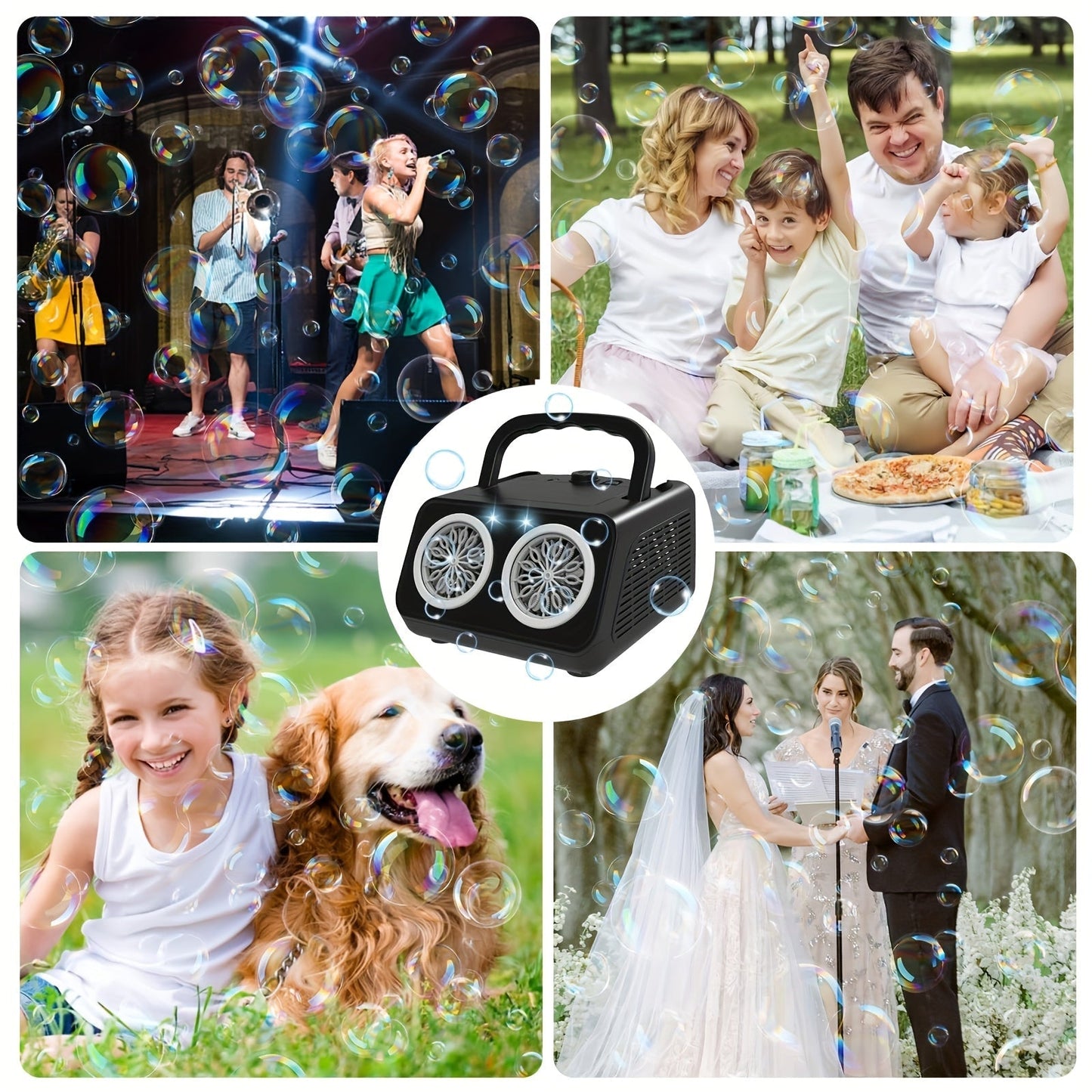 Automatic Bubble Machine for Kids & Toddlers – Electric Bubble Blower with 2 Fans, 20000+ Bubbles Per Minute, Battery Operated, Includes Bubble Solution, Outdoor Bubble Toy for Parties & Birthdays