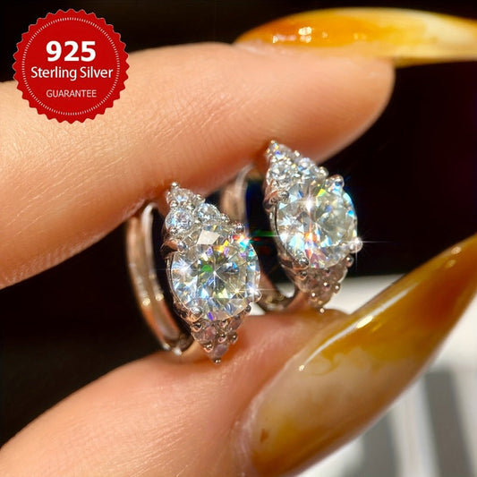 1 Carat Moissanite 925 Sterling Silver Hoop Earrings – Sparkling Luxury Bridal Earrings for Women, Diamond Alternative Fine Jewelry Gift for Wedding, Valentine's Day & Anniversary