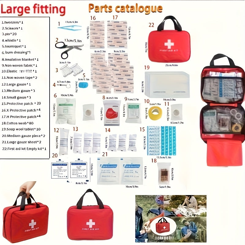 22-Piece Portable First Aid Kit for Car Travel Camping Hiking, Compact Emergency Medical Rescue Kit for Home Office Outdoor Adventures, Lightweight Zip Bag