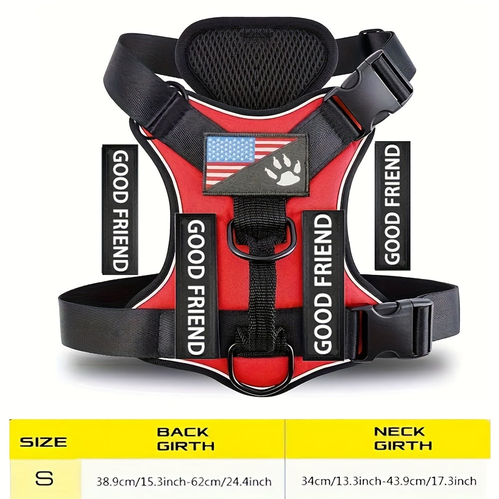 Service Dog Harness Vest with 5 ID Patches – Reflective Adjustable Oxford Vest with Breathable Mesh Lining, Service Dog ID System for Small Medium Large Dogs, Sizes XS-XL, Public & Mobility Aid