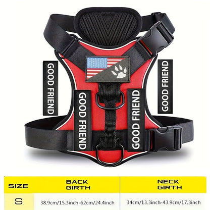 Service Dog Harness Vest with 5 ID Patches – Reflective Adjustable Oxford Vest with Breathable Mesh Lining, Service Dog ID System for Small Medium Large Dogs, Sizes XS-XL, Public & Mobility Aid