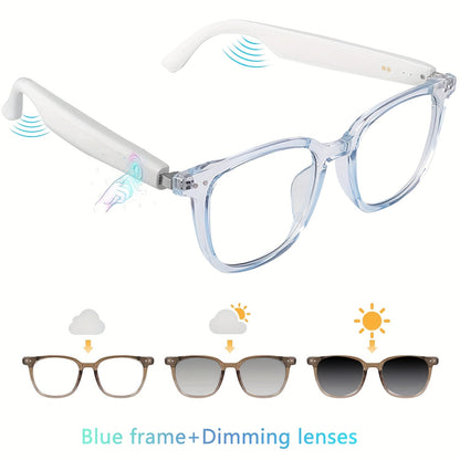 Photochromic Smart Glasses with Bluetooth Audio – Auto Color Changing Lenses, Anti Blue Light, Wireless Music & Calls, Sports Driving Unisex Eyewear, Great Holiday Gift
