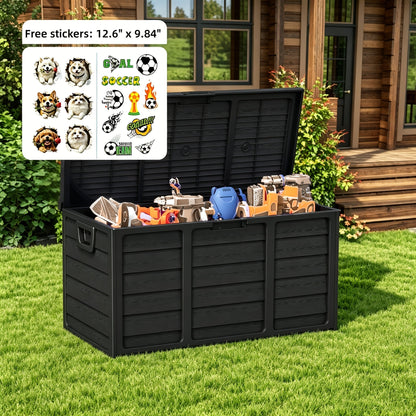 75 Gallon Resin Outdoor Storage Box with Handles Deck Box for Pool Accessories Garden Tools Camping Gear