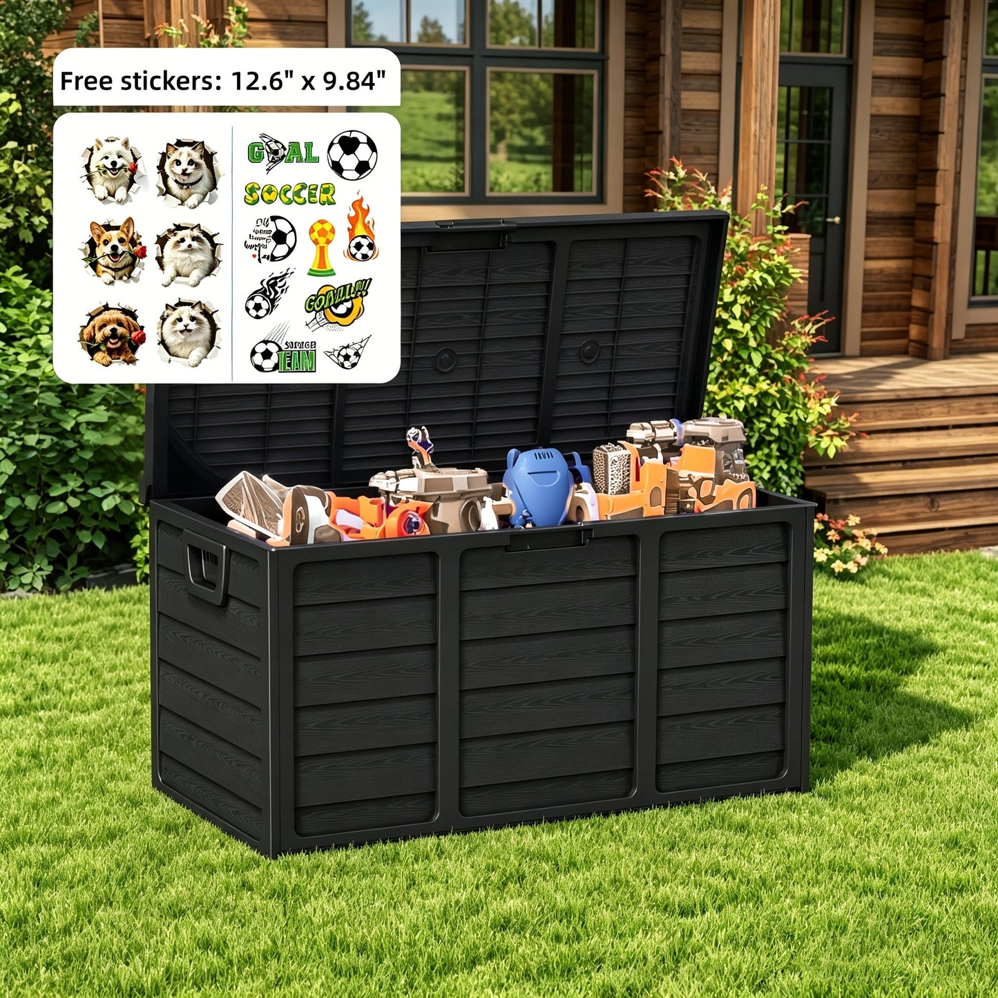 75 Gallon Resin Outdoor Storage Box with Handles Deck Box for Pool Accessories Garden Tools Camping Gear