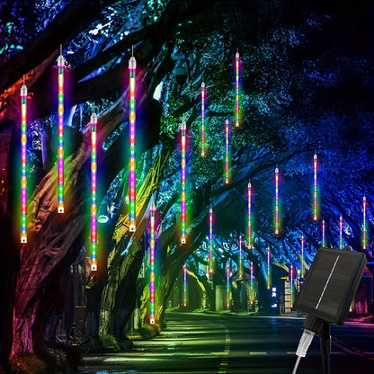 Solar Meteor Shower String Lights – 192 LED Outdoor Fairy Lights, Flower Theme, 8 Modes, Waterproof, for Garden, Patio, Tree, Christmas, Halloween & Independence Day Decorations