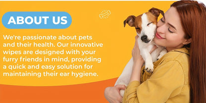 Dog Ear Cleaner Wipes with Finger Wipe Design - Soothing Deodorizing Itch Relief Coconut Scent Pet Ear Cleaning Wipes for All Dog Breed Sizes, Gentle and Easy to Use at Home