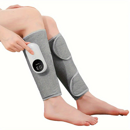 Cordless Air Compression Leg Massager 3 Intensities Calf Thigh Foot Knee Relief Rechargeable Portable Massager for Home Office Travel Gray Black