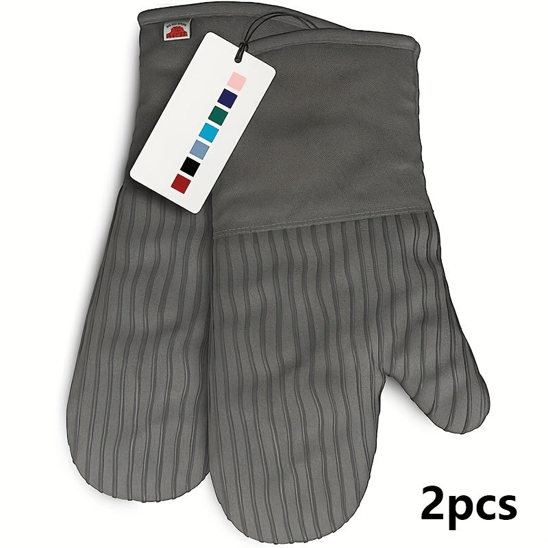 Oven Mitts and Pot Holders Set 6 Piece Heat Resistant Non-Slip Silicone Kitchen Gloves for Baking BBQ Cooking – Includes 1 Pair Mitts & 4 Pot Holders