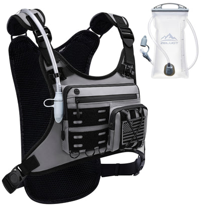 Running Hydration Vest with 3L Water Bladder Lightweight Adjustable Chest Pack Reflective Gear Holder for Men Women Marathon Trail Running Hiking Black Gray Camo Olive