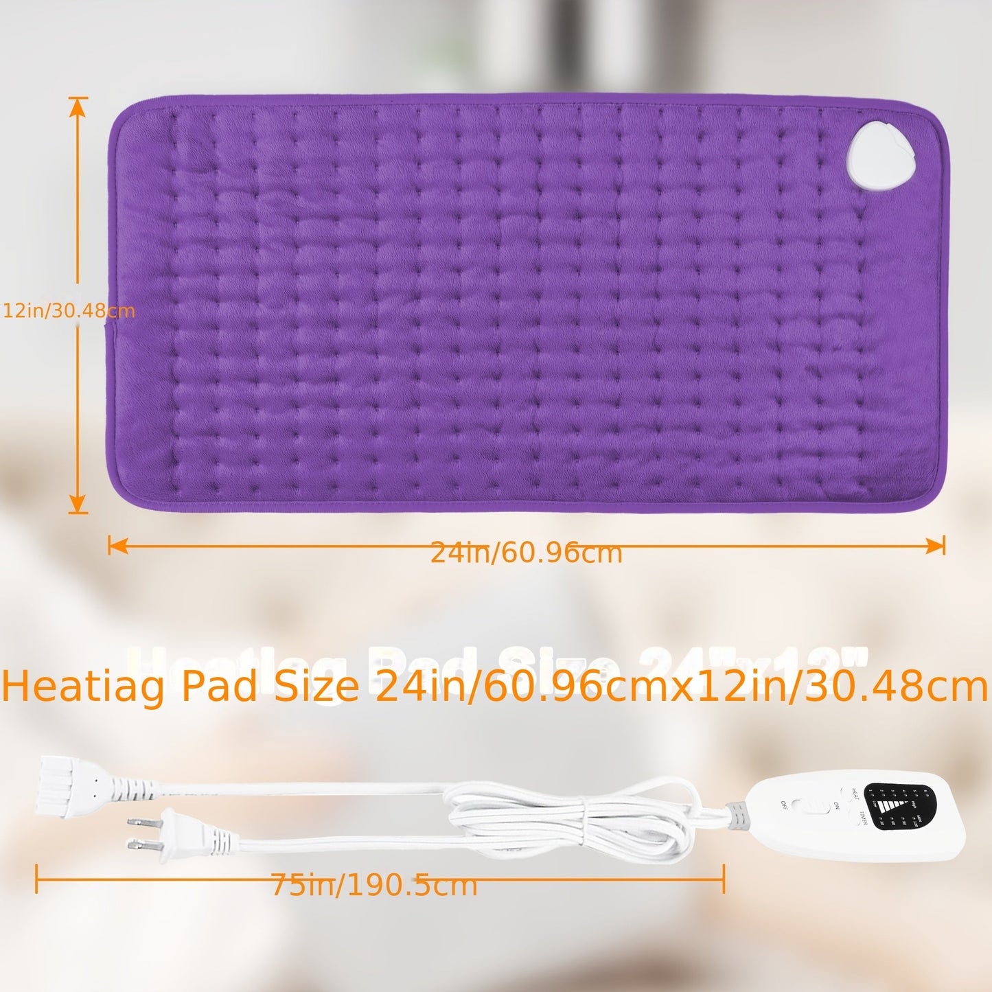 Extra Large Heating Pad 24"x12" for Back Neck Shoulders – 6 Heat Settings Auto Shut-Off Wet Dry Washable Flannel Electric Heating Pad Gift